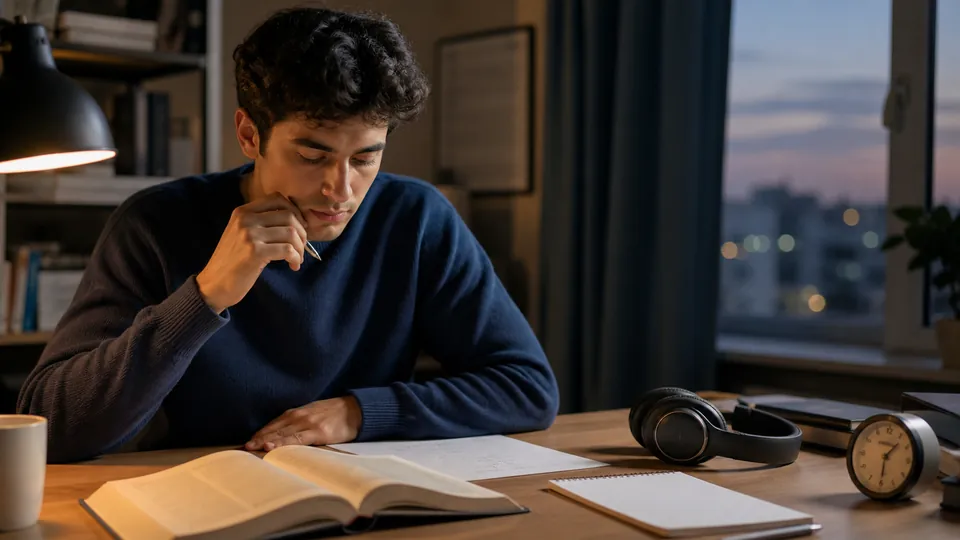Ders çalışırken müzik ve sessizlik koşullarını karşılaştıran öğrenci